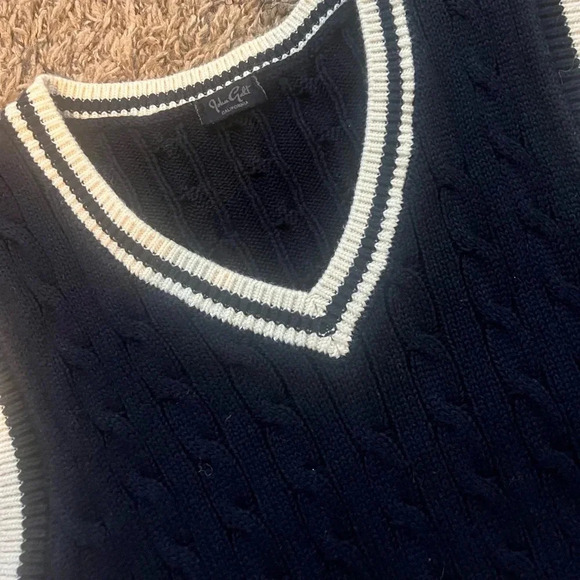 John Galt navy and white v neck sweater vest - Picture 2 of 2